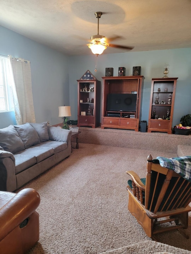 7 Lawrence Unit 2200, Wentworth, MO 64873 - living room with carpet floors and ceiling fan