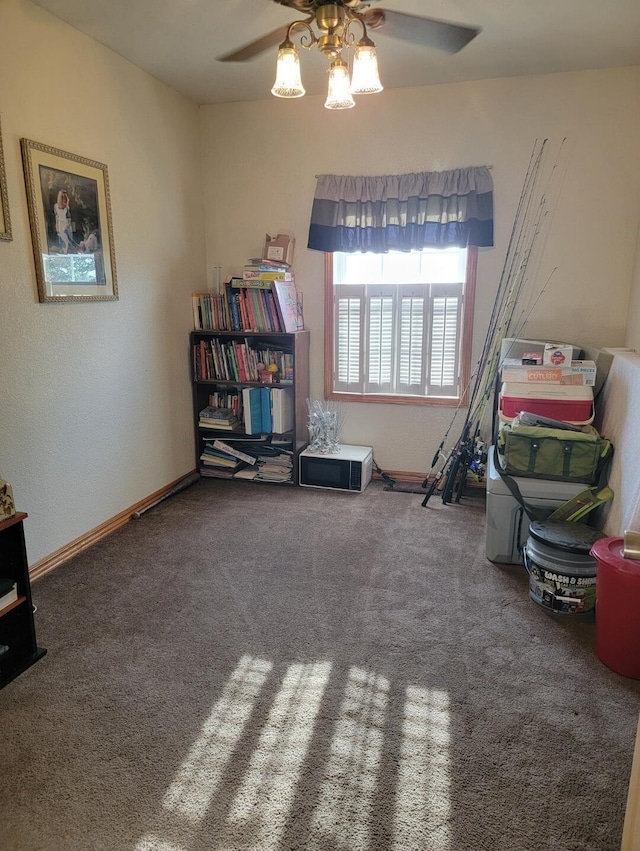 7 Lawrence Unit 2200, Wentworth, MO 64873 - game room featuring a ceiling fan, carpet flooring, and baseboards