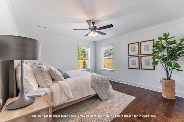 1208 W Pebblebrooke Dr, Ozark, MO 65721 - bedroom featuring dark wood finished floors, ornamental molding, baseboards, and visible vents