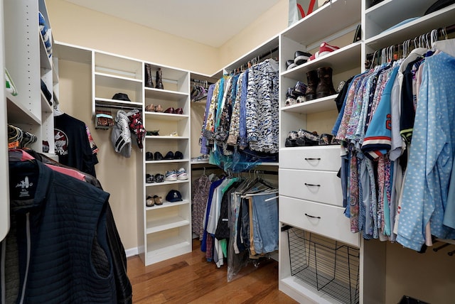 spacious closet with wood finished floors