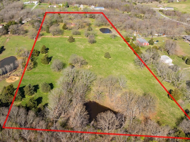 aerial view featuring a rural view