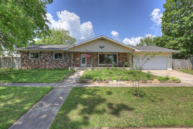 310 W Wishart Dr, Monett, MO 65708 - ranch-style house featuring an attached garage, concrete driveway, and a porch