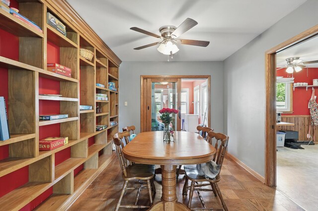 310 W Wishart Dr, Monett, MO 65708 - dining space with ceiling fan and baseboards