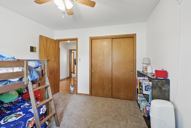 310 W Wishart Dr, Monett, MO 65708 - carpeted bedroom featuring a closet and ceiling fan