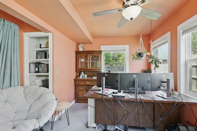 310 W Wishart Dr, Monett, MO 65708 - carpeted office space featuring ceiling fan and baseboards