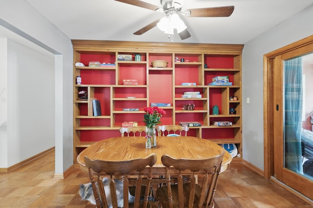 310 W Wishart Dr, Monett, MO 65708 - dining area with a ceiling fan and baseboards