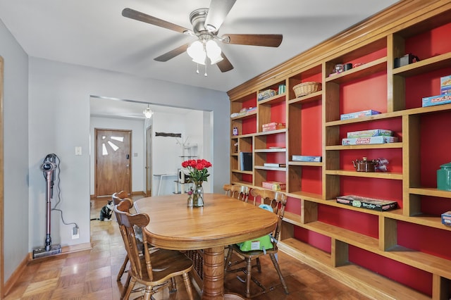 310 W Wishart Dr, Monett, MO 65708 - dining room with ceiling fan and baseboards