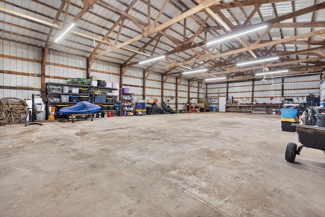 garage with metal wall