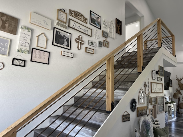 3826 S 77th Rd, Dunnegan, MO 65640 - staircase featuring wood finished floors