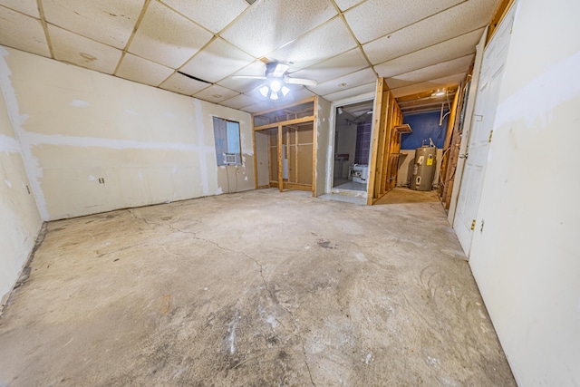 2834 US Highway 65, Urbana, MO 65767 - interior space featuring water heater, concrete floors, and a drop ceiling