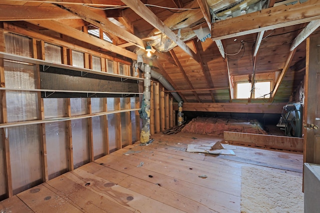 view of unfinished attic