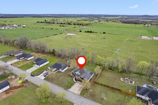 aerial view with a rural view