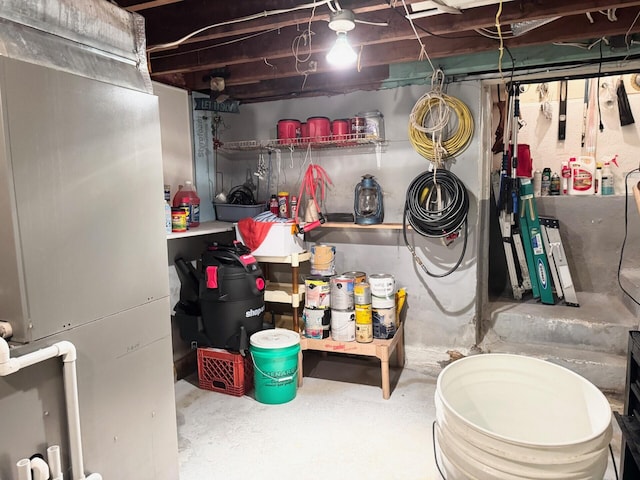 view of unfinished basement