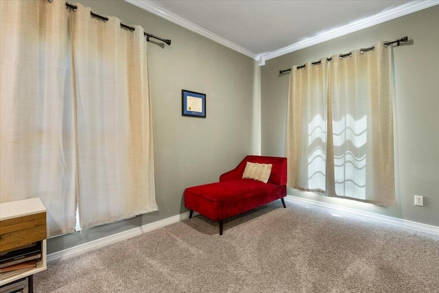2111 Sycamore Dr, West Plains, MO 65775 - living area with ornamental molding, baseboards, and carpet flooring