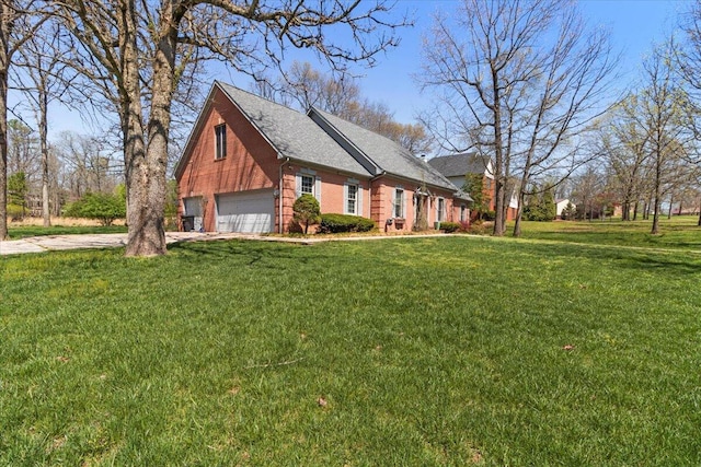 2111 Sycamore Dr, West Plains, MO 65775 - view of side of property with brick siding, a shingled roof, concrete driveway, and a lawn
