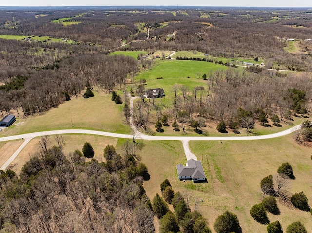 drone / aerial view with a rural view