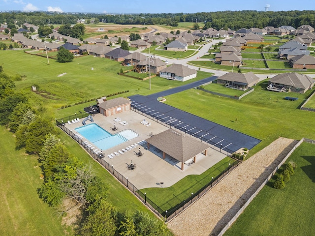 drone / aerial view with a residential view