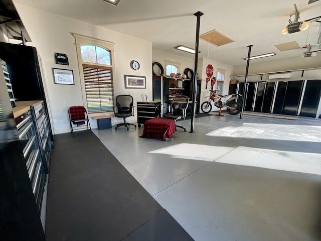 garage with a garage door opener