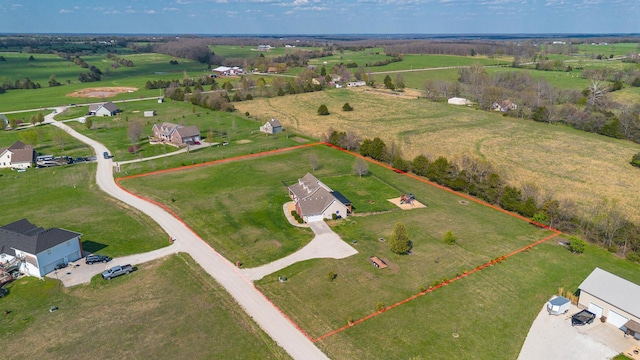 bird's eye view with a rural view