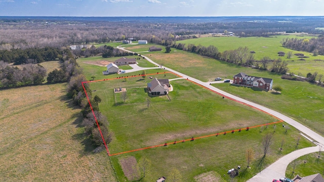 aerial view featuring a rural view