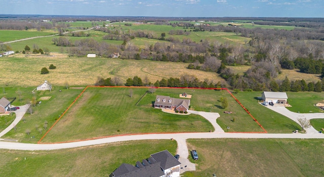 drone / aerial view featuring a rural view