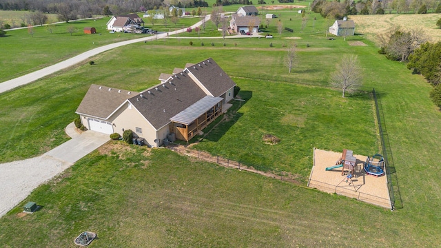 drone / aerial view featuring a rural view
