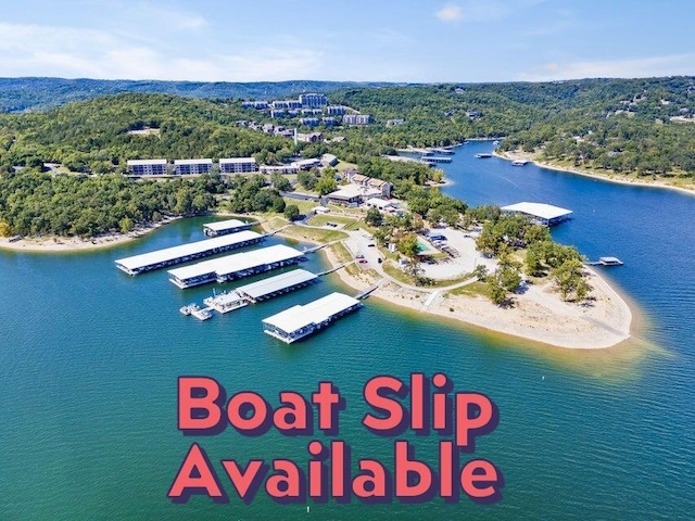 611 Rock Ln Unit 402, Branson, MO 65616 - drone / aerial view featuring a wooded view and a water view