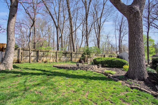 view of yard featuring a fenced backyard