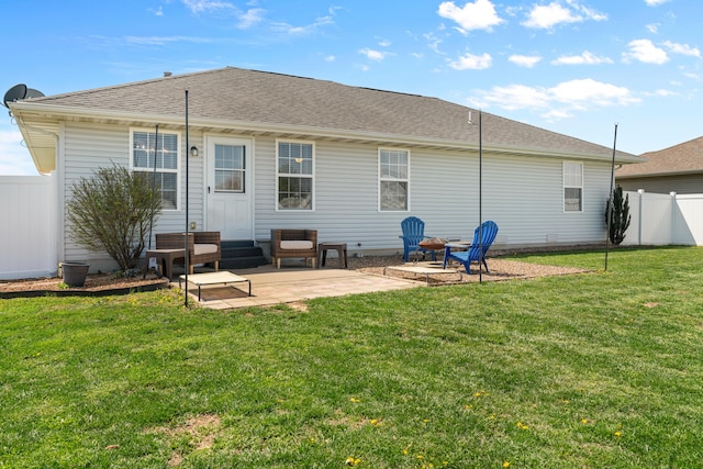 715 Woodlawn St, Marshfield, MO 65706 - back of house featuring a yard, a patio area, fence, and a shingled roof