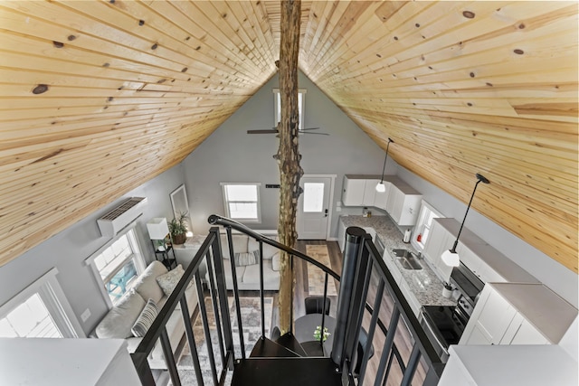 27857 Farm Rd Unit 1250, Golden, MO 65658 - stairs featuring wood ceiling and vaulted ceiling