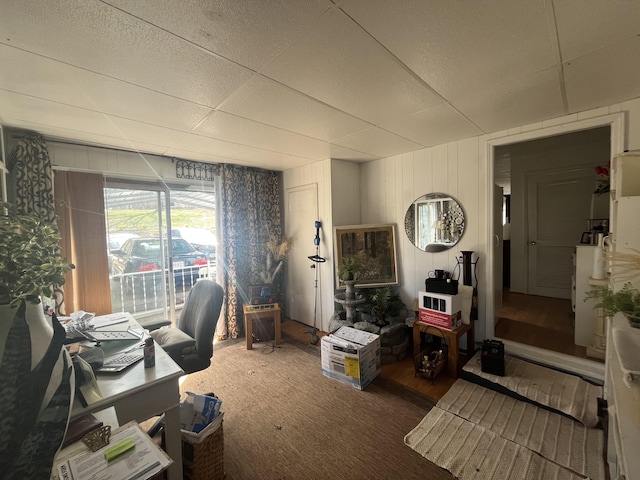 1131 Polk St, Warsaw, MO 65355 - home office featuring carpet and a drop ceiling