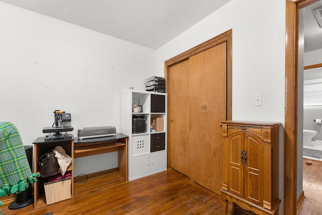 office with dark wood-style floors