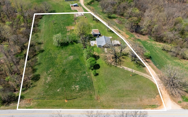 aerial view featuring a rural view
