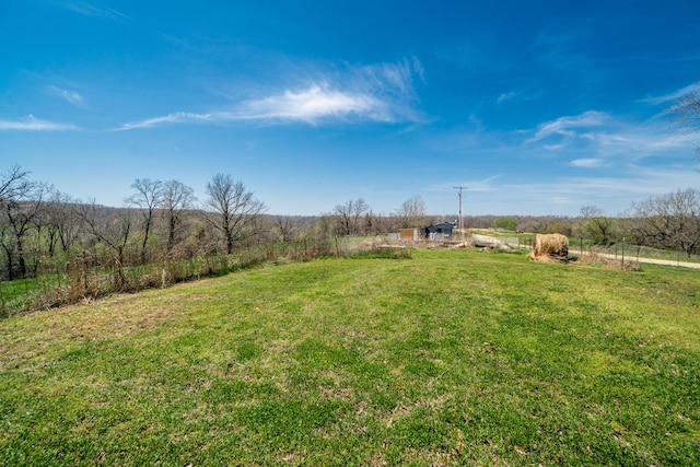 view of yard with a rural view