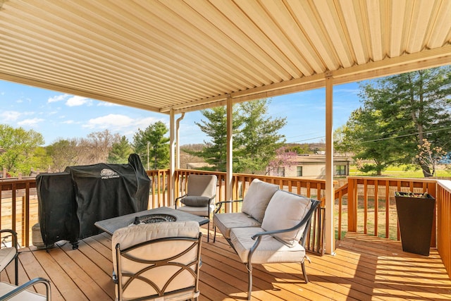 deck featuring outdoor lounge area