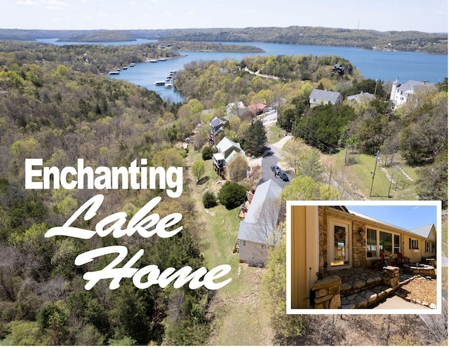 386 Slane Chapel Rd, Branson West, MO 65737 - drone / aerial view of a large body of water and a heavily wooded area