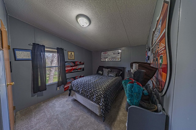 15601 County Road 281, Wheatland, MO 65779 - bedroom featuring a textured ceiling, vaulted ceiling, and carpet floors