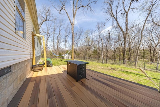 15601 County Road 281, Wheatland, MO 65779 - deck featuring a fenced backyard and a lawn