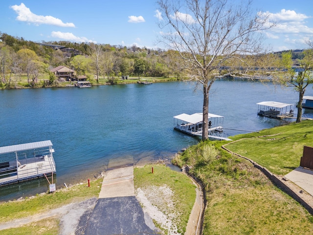 view of dock featuring a water view