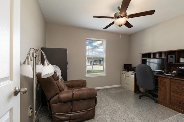 760 W Stewart St, Bolivar, MO 65613 - home office with a ceiling fan, baseboards, and light carpet