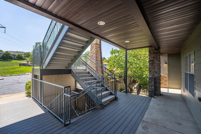 wooden deck with stairway