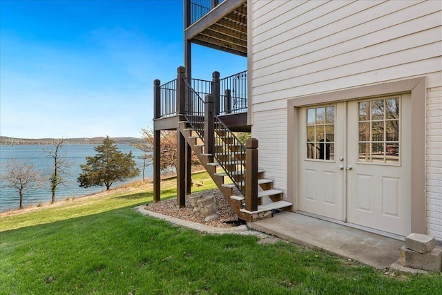 500 Navajo Trl, Kimberling City, MO 65686 - exterior space with a yard and a deck with water view
