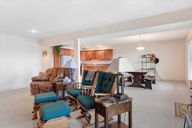 500 Navajo Trl, Kimberling City, MO 65686 - living room featuring baseboards, recessed lighting, and light carpet