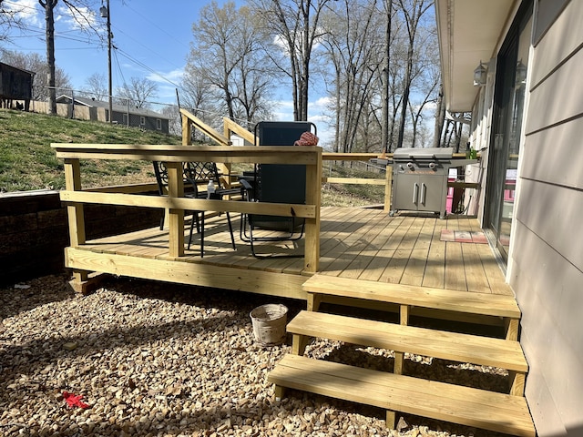 85 Peggy Ave, Mammoth Spring, AR 72554 - wooden deck featuring grilling area