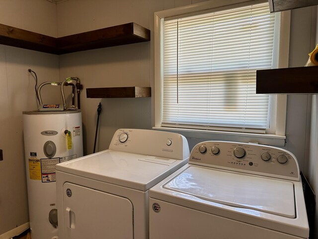 85 Peggy Ave, Mammoth Spring, AR 72554 - laundry area featuring electric water heater and independent washer and dryer