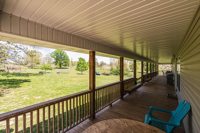 deck with a lawn