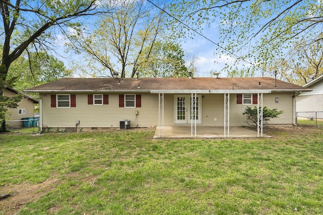 3144 N Pierce Ave, Springfield, MO 65803 - rear view of property with a patio, fence, central AC, and a lawn