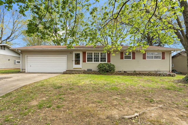 3144 N Pierce Ave, Springfield, MO 65803 - ranch-style home with concrete driveway, a front yard, crawl space, and an attached garage