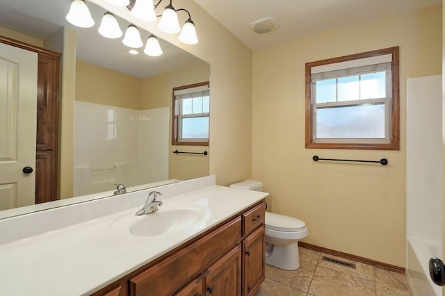 3684 Bridgewood Ave N, Springfield, MO 65803 - bathroom with baseboards, walk in shower, a bathtub, and visible vents