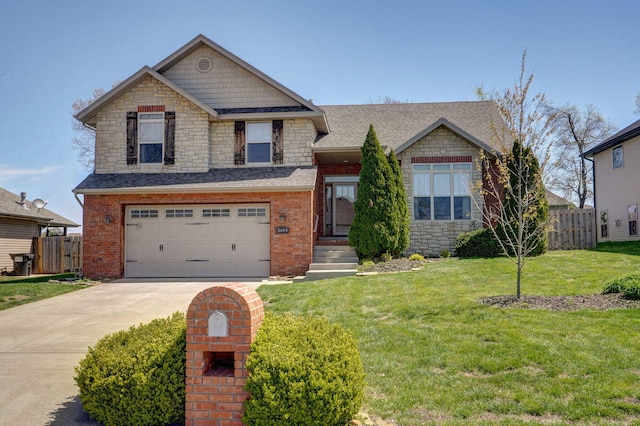 3684 Bridgewood Ave N, Springfield, MO 65803 - tri-level home featuring roof with shingles, driveway, fence, an attached garage, and a front yard